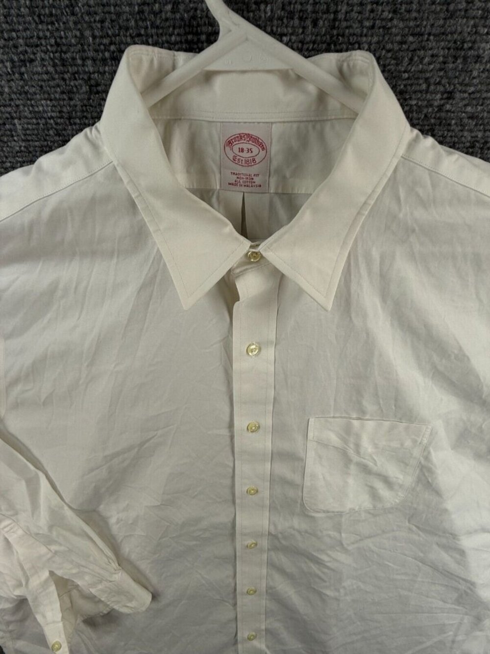 Brooks Brothers Cotton Non-Iron Traditional White 18 35 Button Up Long Sleeve
